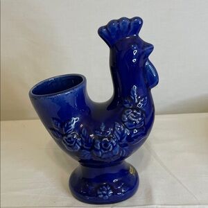 Vintage GULDKROKEN HJO SWEDEN Colbalt Blue Ceramic Rooster Vase